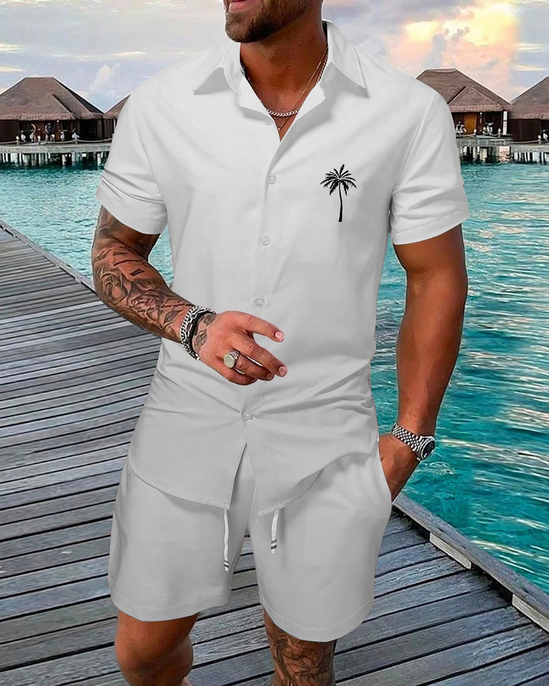 Men's Hawaii Beach Vacations Short Sleeve Shirt Set 221